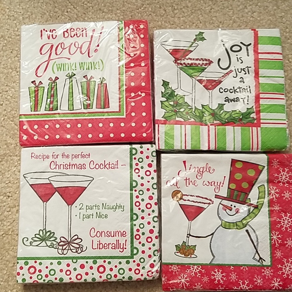 4 packs of Holiday cocktail napkins